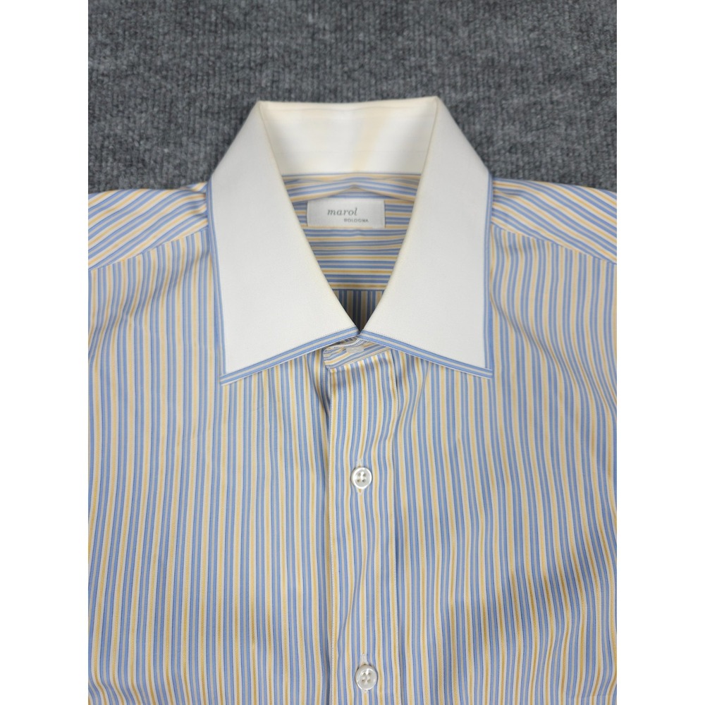 Marol Bologna Dress Shirt Men's 40 Striped Button Up 15 3/4 Italy Cotton